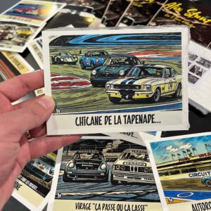 Lot/9 Cartes Postales d'illustrations d'Art Auto